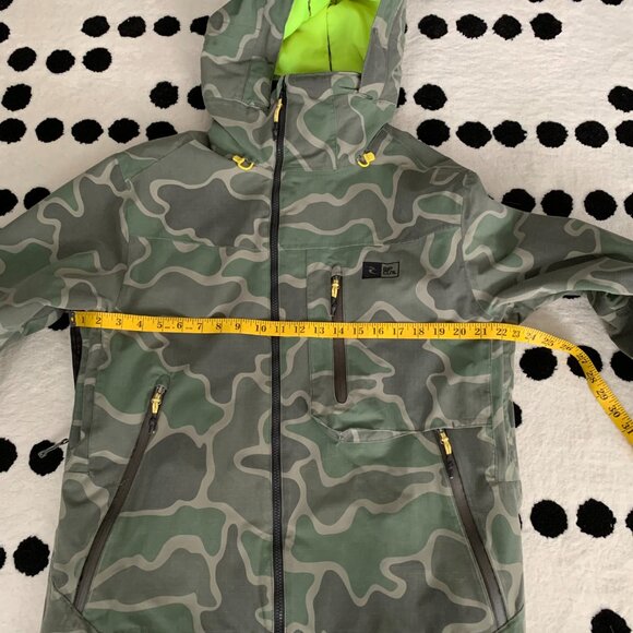 Rip Curl Snowboarding Jacket Green Camo HoodedSnow Ski Coat - Picture 13 of 16